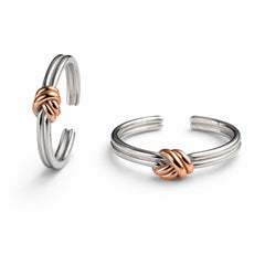 925 Sterling Silver Dual Tone Knot Design Adjustable Ring