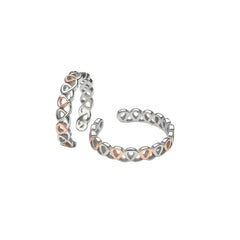 925 Sterling Silver Dual Tone Heart Pattern Adjustable Ring