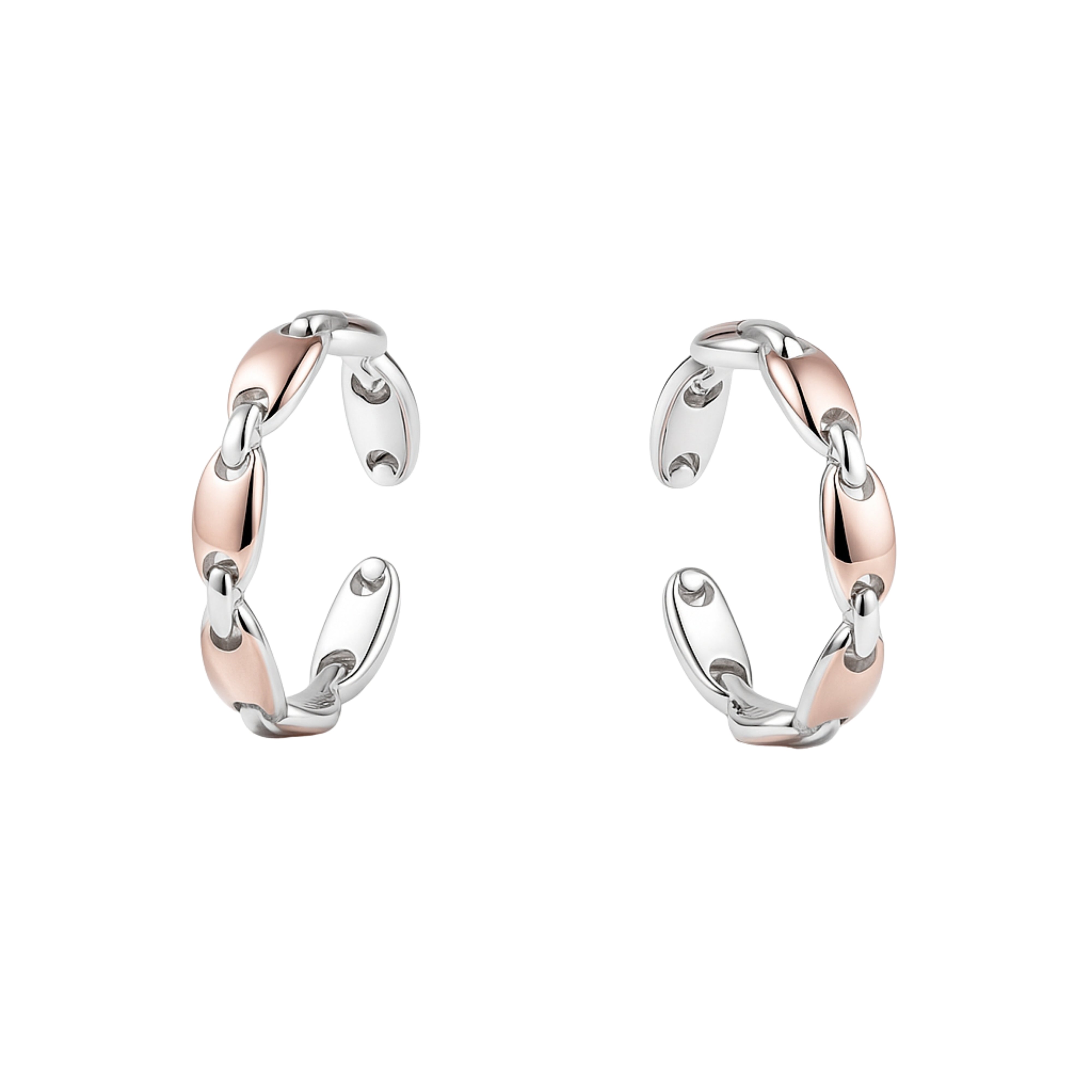 925 Sterling Silver Dual Tone Oval Chain Link Adjustable Ring