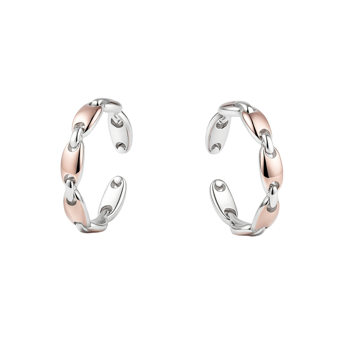 925 Sterling Silver Dual Tone Oval Chain Link Adjustable Ring