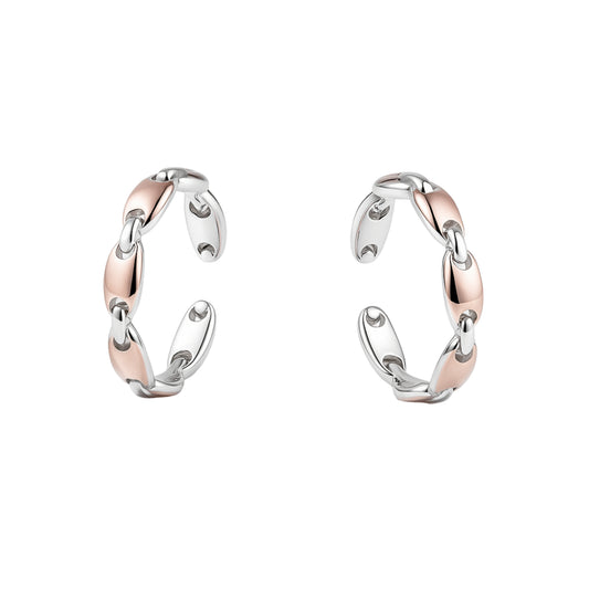925 Sterling Silver Dual Tone Oval Chain Link Adjustable Ring