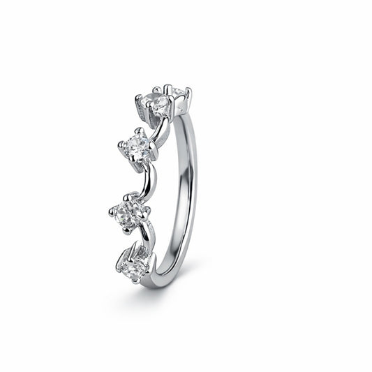 925 Sterling Silver Multi Solitaire Vine Ring