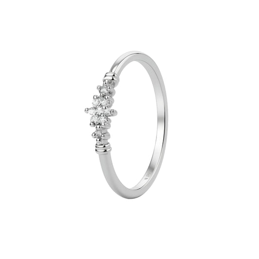 925 Sterling Silver Cluster Crystal Band Ring