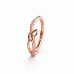 925 Sterling Silver Rose Gold Double Heart Crystal Ring