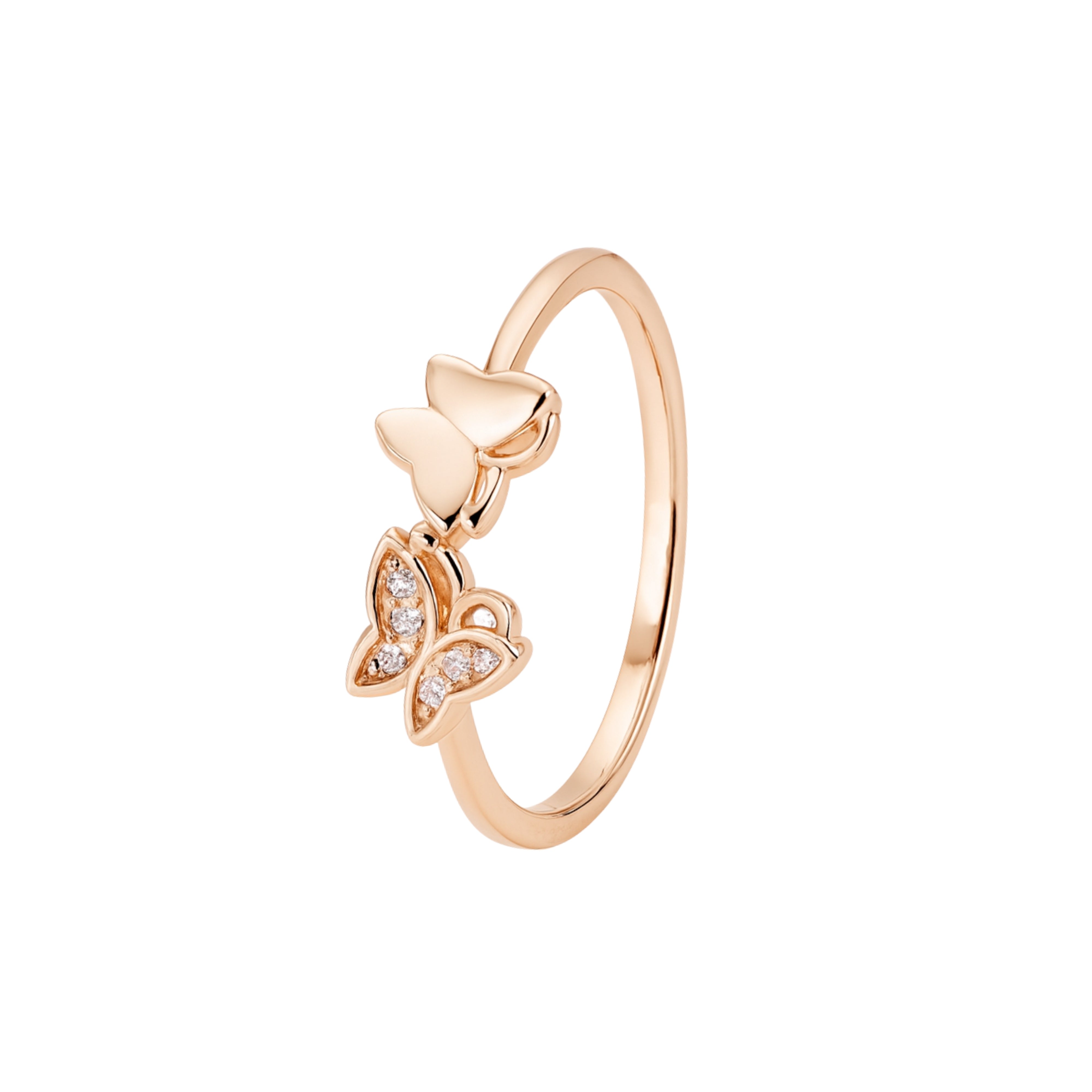 925 Sterling Silver Rose Gold Butterfly Duo Crystal Ring