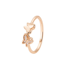 925 Sterling Silver Rose Gold Butterfly Duo Crystal Ring