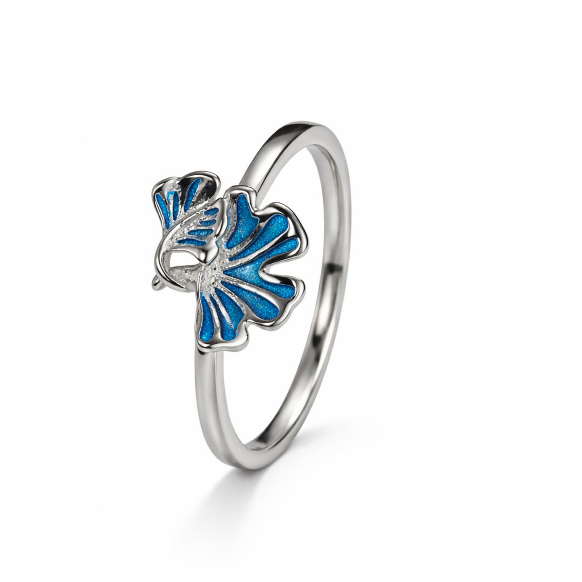 925 Sterling Silver Blue Butterfly Enamel Ring