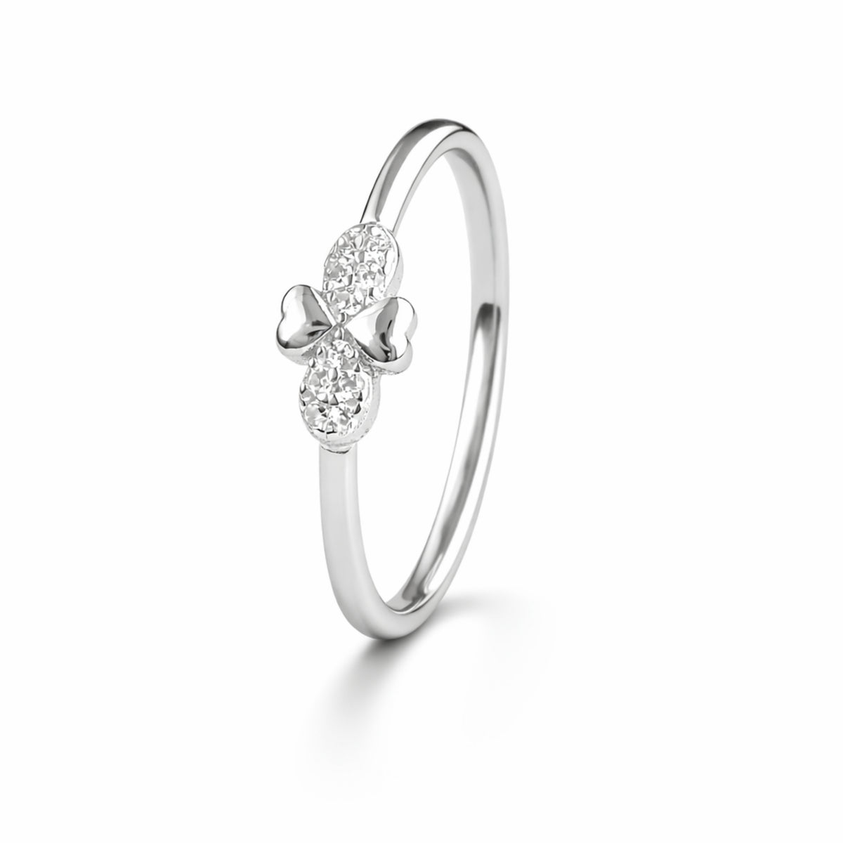 925 Sterling Silver Butterfly Bow Ring with Crystal Stones for Women