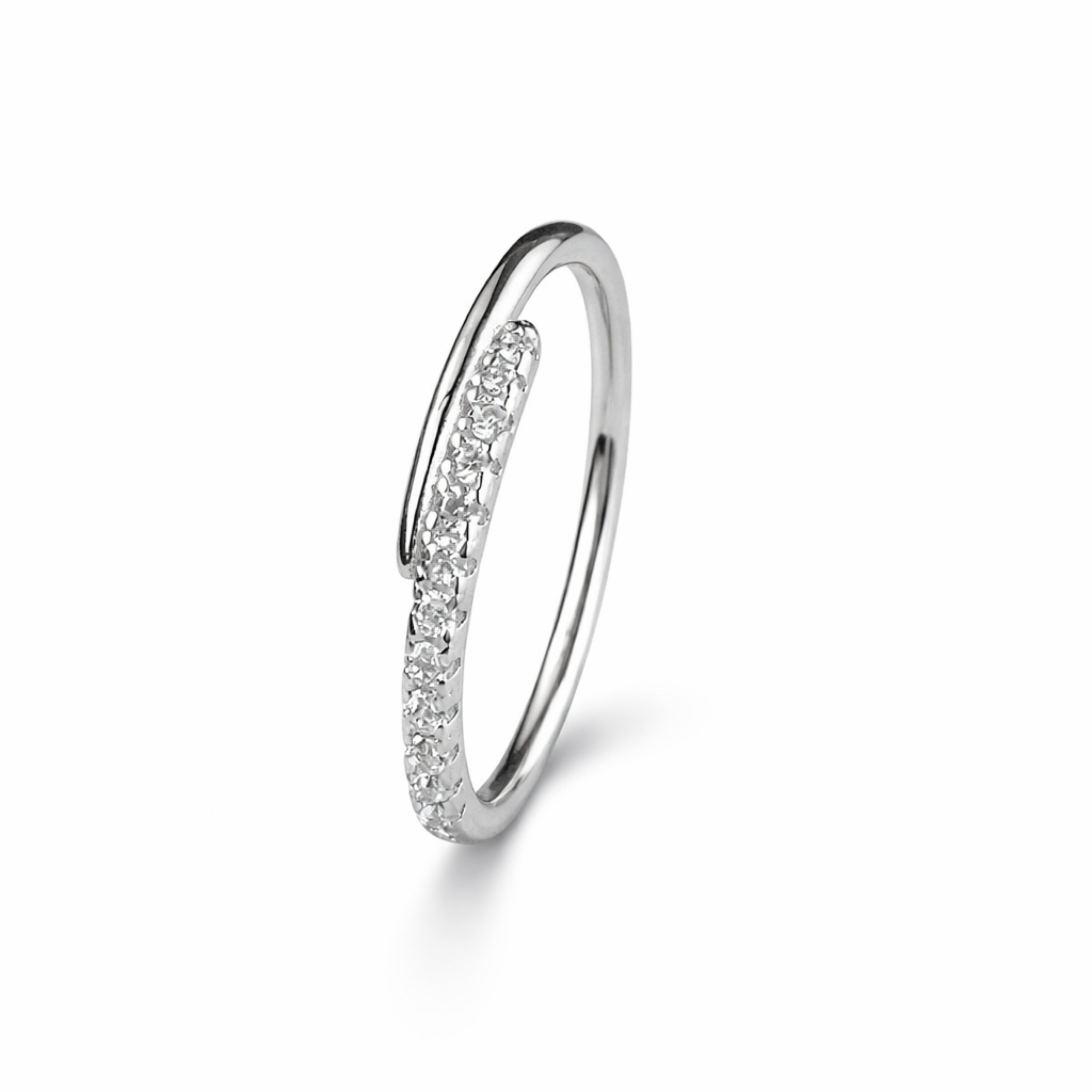 925 Sterling Silver Crystal Crossover Ring