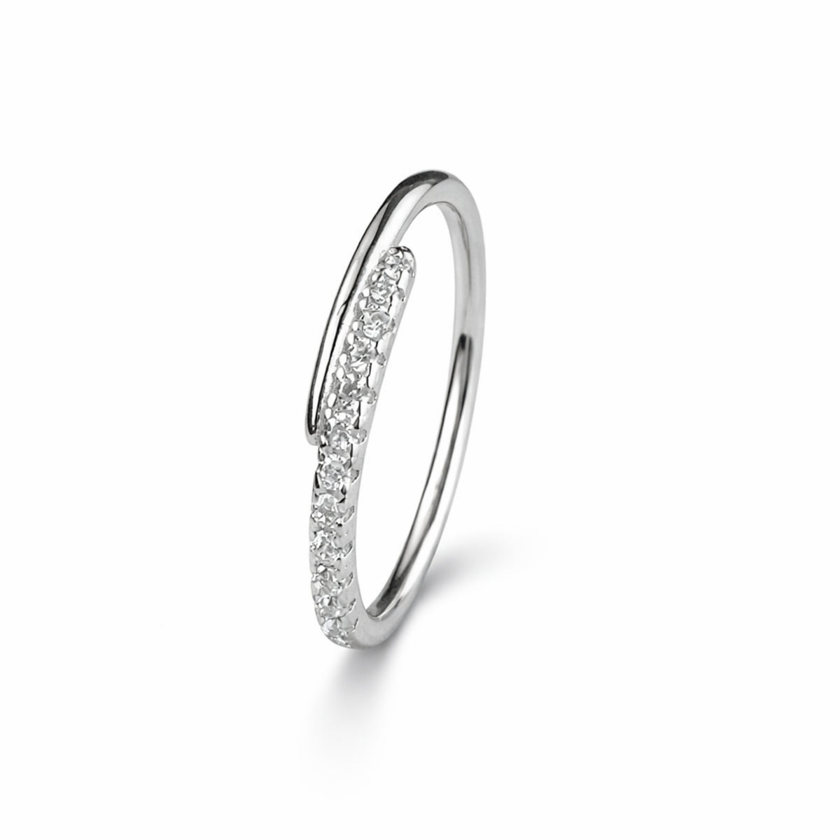 925 Sterling Silver Crystal Crossover Ring
