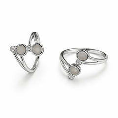 Silver Dual Stone Open Ring with Crystal Accent