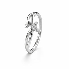 925 Sterling Silver Twisted Butterfly Crystal Ring