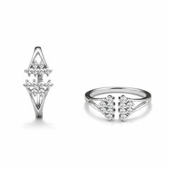 925 Sterling Silver Dual Triangle Crystal Open Ring