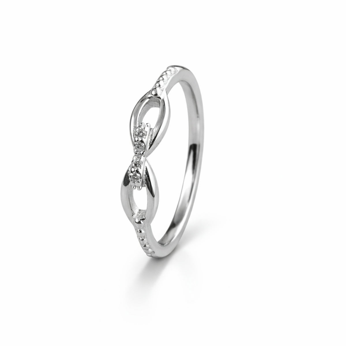 925 Sterling Silver Infinity Loop Crystal Ring