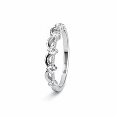 925 Sterling Silver Multi Stone Wave Crystal Ring